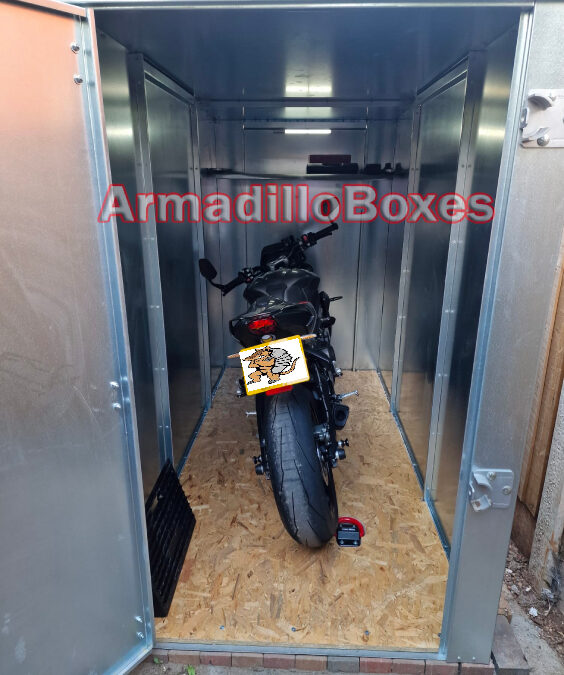 Triumph Street Triple 765 ArmadilloBoxes 1200mm wide Secure Motorcycle Shed